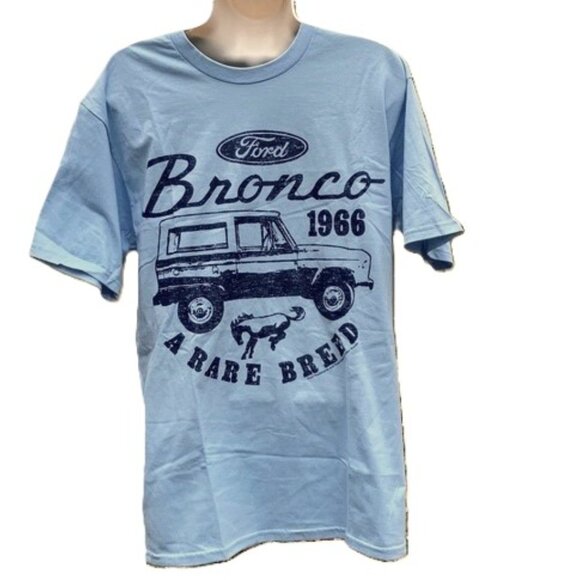 FORD BRONCO Short Sleeves Blue Graphic Tee Classic Truck Mens Medium - Picture 1 of 10